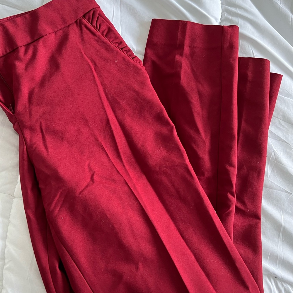 Express Burgundy Columnist Ankle Mid Rise Pants